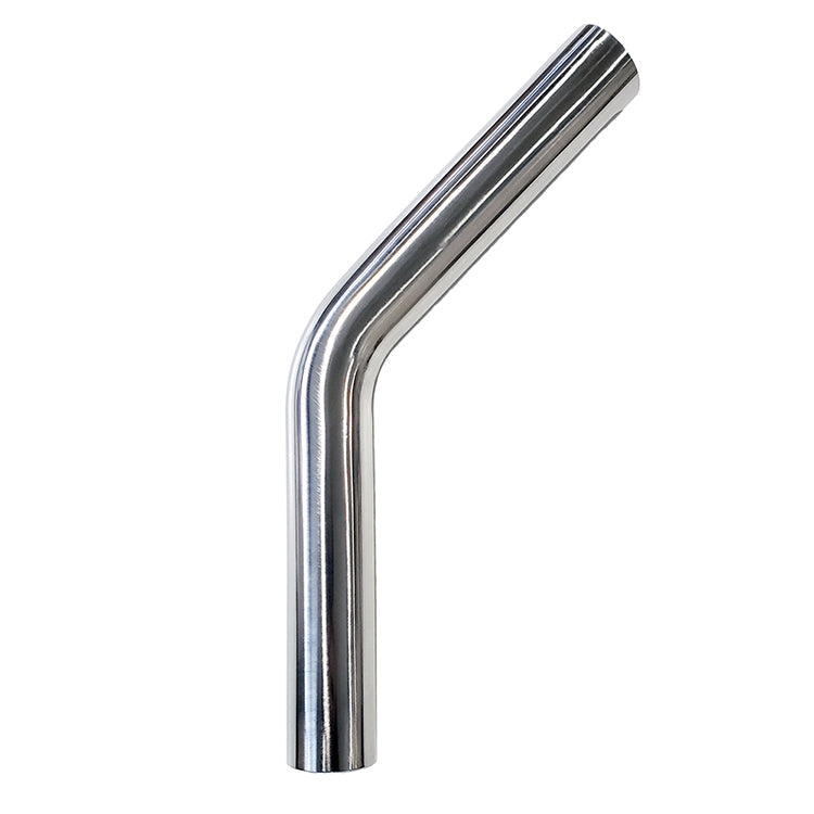 1.500" OD 16ga 45° Mandrel Bend - Polished OD - 6061 Aluminum - (2.250" CLR / 6.000" Legs)