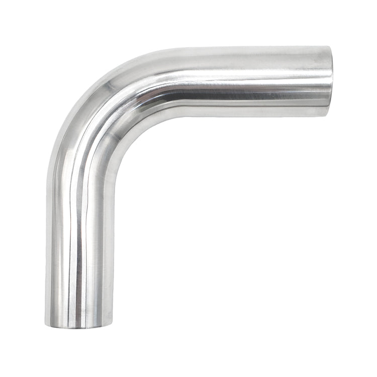2.250" OD 16ga 90° Mandrel Bend - Polished OD - 6061 Aluminum - (3.375" CLR / 4.000" Legs)