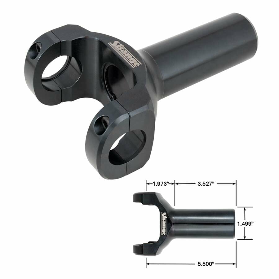 Strange 2 Pc 1350 Series Transmission Yoke GM 27 Spline – Severe Duty Chrome Moly For Roller Bearing Extension Housing