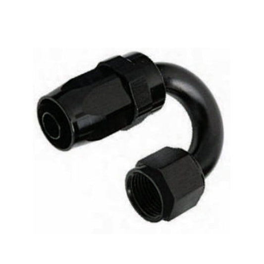 -16AN Female 180° Hose End, Swivel Style, Black Hard Anodized Aluminum