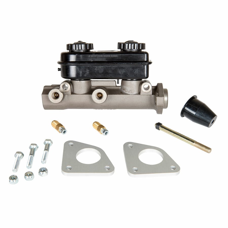 Dual Master Cylinder – 1.125″ Bore Includes Dust Boot, Pushrod, Fittings, Firewall Reinforcing Plates & Hardware