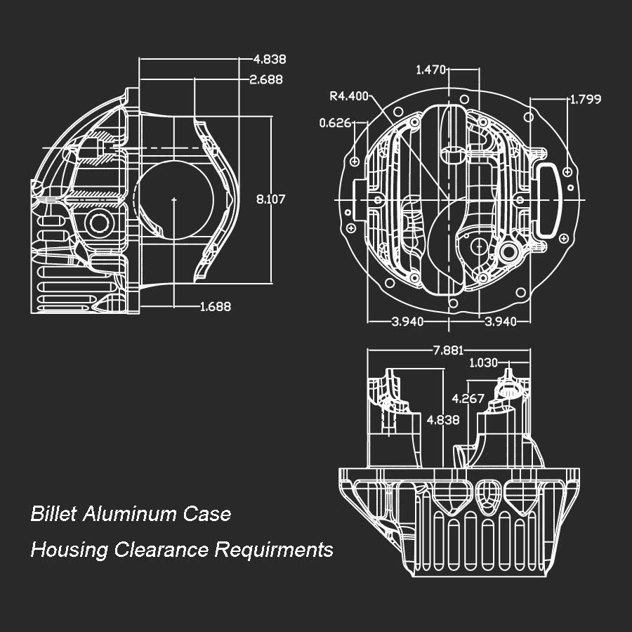 3.812″ Billet Case and Support Package With Tapered Bearing Pinion Support For 10″ Development 35 Spline Pro Gears