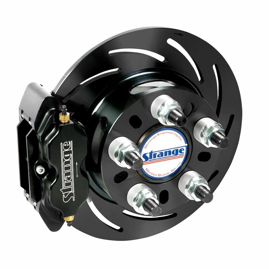 Strange Pro Series Rear Brake Kit For Mopar Housing Ends – Includes Bearings 1 Pc Rotors, 4 Piston Calipers & DTC-30 Semi Metallic Pads