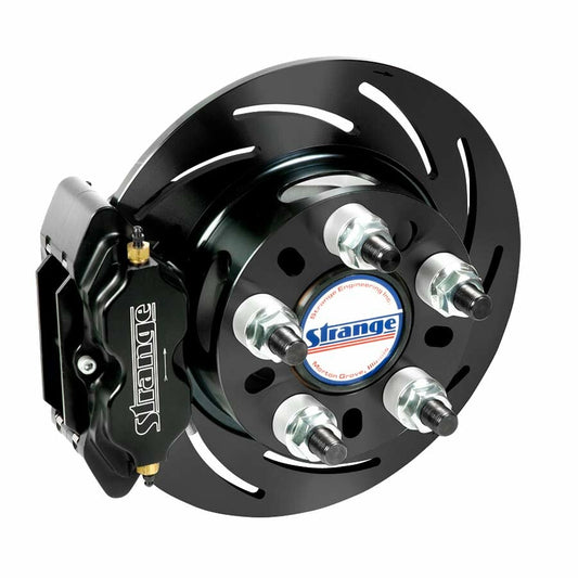 Strange Pro Series Rear Brake Kit For One Piece Aluminum Dragster Housing 1 Pc Rotors, 4 Piston Calipers & DTC-30 Semi Metallic Pads