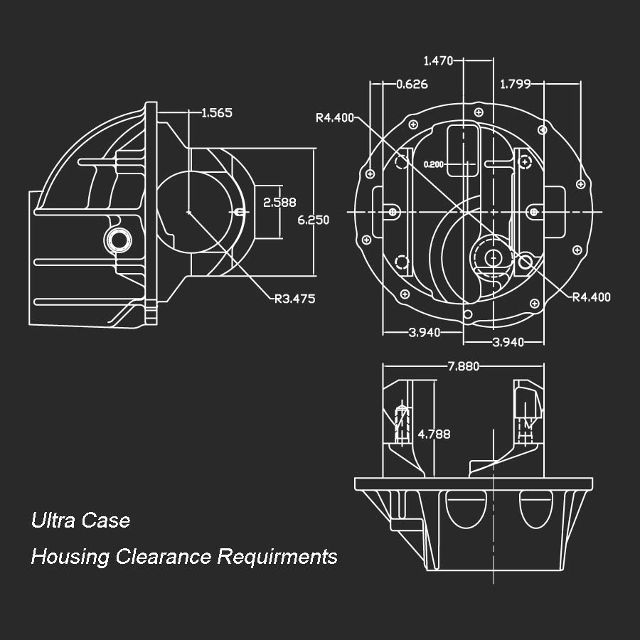 Strange Ultra Case and Support Package 3.250″ Bore Case & Taper / Ball Bearing Support With Installation Kit For 9″ or 9 1/2″ 35 Spline Pro Gears